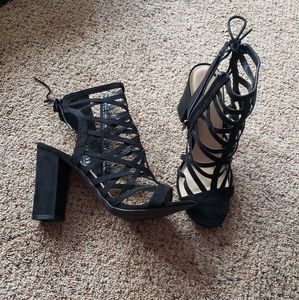 Black strappy heels